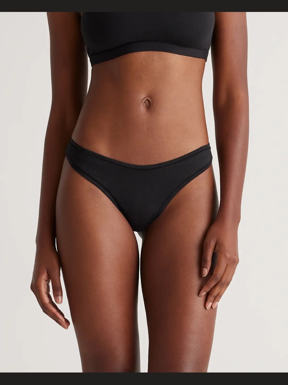 NEW Quince Organic Cotton High Cut Thong underwear 6 pack black